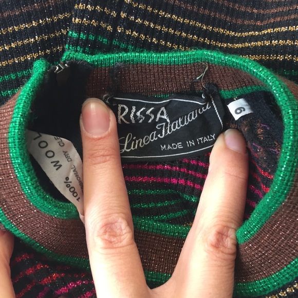 ❤️SOLD ❤️Vintage Maxie Dress Striped FittedMetalli - Picture 6 of 8